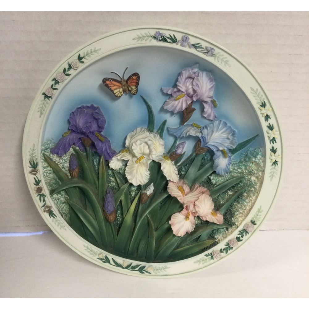 VTG Bradford Exchange Lena Liu’s The Garden Iris 3D Plate 7” 1st Issue